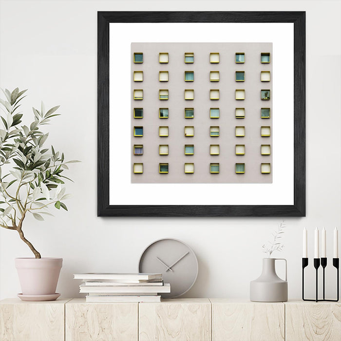 \"Windows Ii\" Matted and Framed Black 36x36 Wall Art