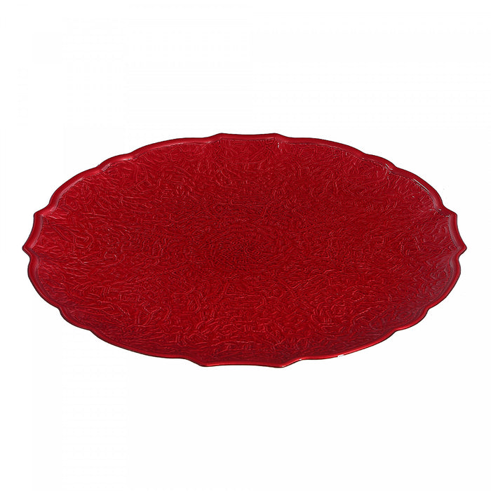 Round Serving Plate Textured Red - Set of 6