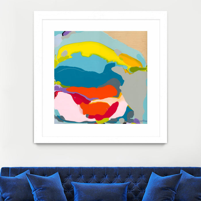 \"Free Falling\" Matted and Framed White 36x36 Wall Art
