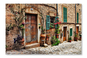 Charming Streets Of Old Mediterranean Towns 24x36 Wall Art Frame And Fabric Panel