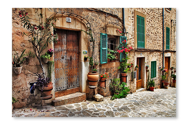 Charming Streets Of Old Mediterranean Towns 24x36 Wall Art Frame And Fabric Panel