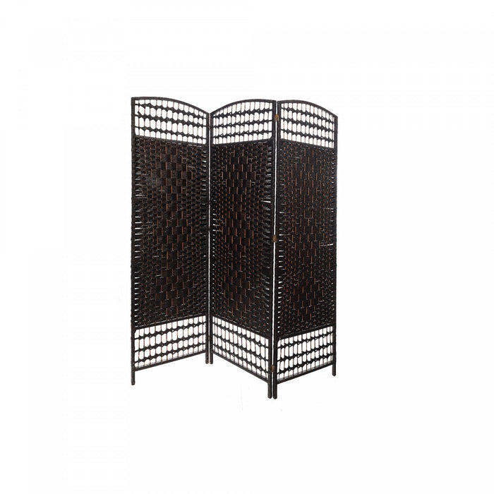 3 Panel Woven Bamboo Screen Basketweave