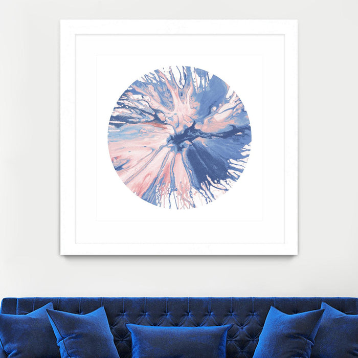 \"Spin Art 21\" Matted and Framed White 36x36 Wall Art