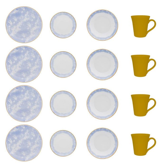 Coup 16-Piece Dinnerware Set - Blue Yellow