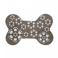 Braided Cotton Bone Shape Pet Mat Grey Paws Floormat