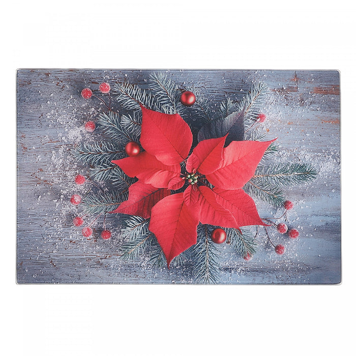 Printed Glass Cutting Board Poinsettia Centerpiece