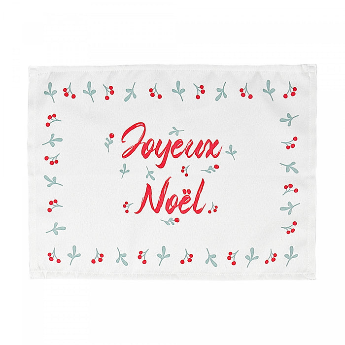 Holly Berries Border Placemat Joyeux Noel - Set of 12