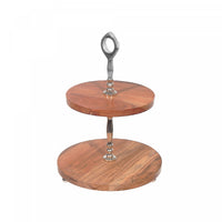 2 Tier Round Wooden Dessert Stand Dinnerware