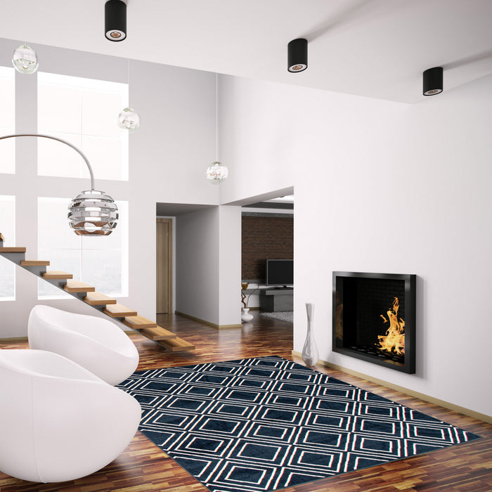 August Geod Navy-White 6'7\" x 9'6\" Area Rug