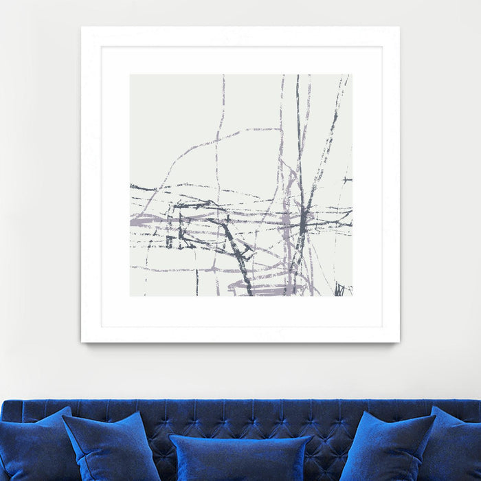 \"Chalk Doodles H\" Matted and Framed White 30x30 Wall Art