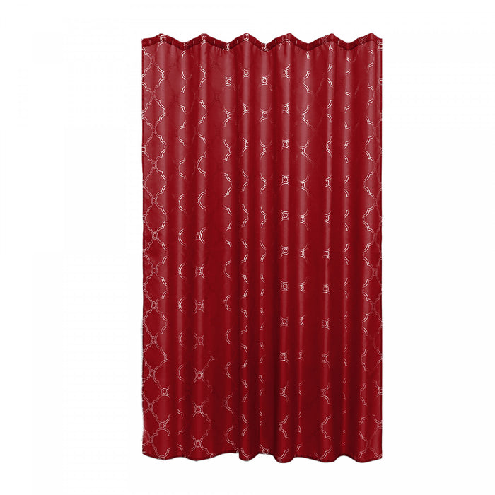 Polyester Silver Foil Trellis Printed Shower Curtain Red