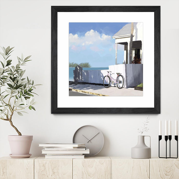 \"Key West Cabana Ii\" Matted and Framed Black 36x36 Wall Art