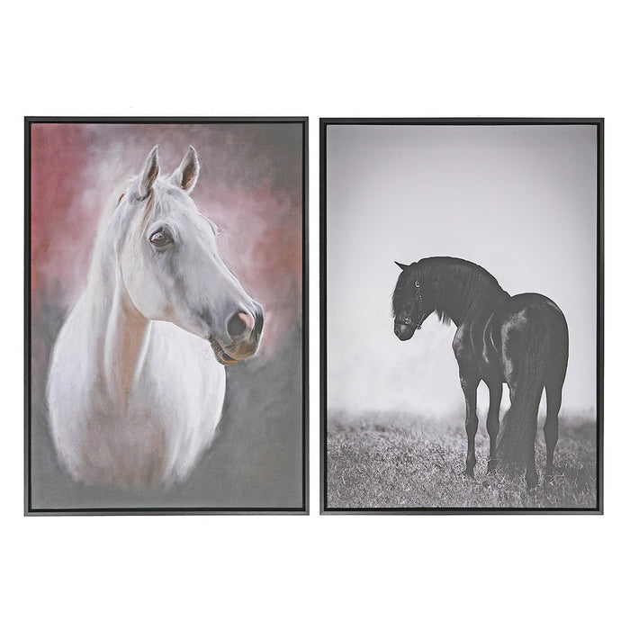 Framed Canvas Wall Art Horse Portrait - Set of 2 Wall Decor