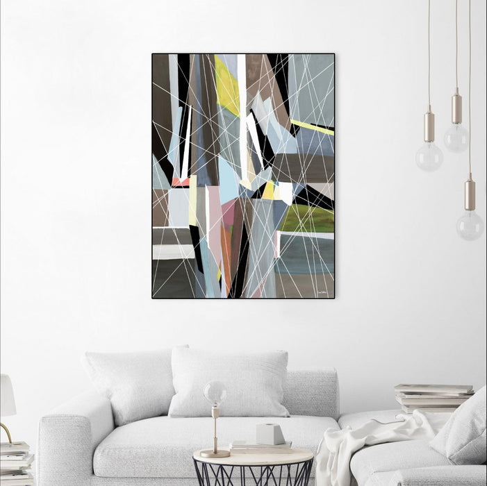 \"Oceanrain\" Canvas Framed Black 24x32 Wall Art