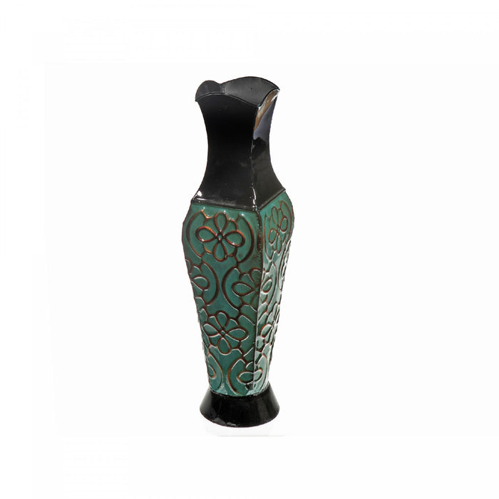 Metal Vase 18\" Obsidian Vases