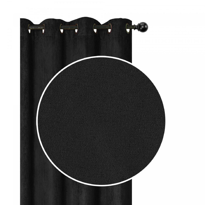 Faux Suede Panel With 8 Grommets Black - Set of 2 Drapes and Blinds