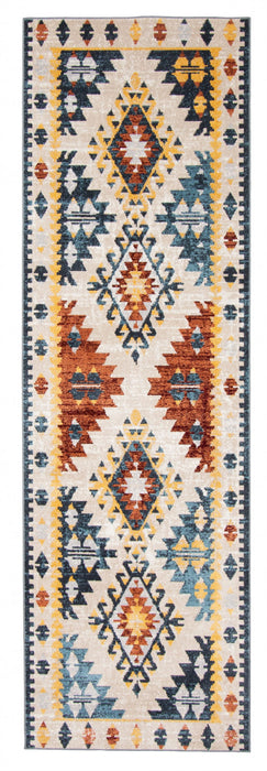 Mosaic Taupe/Copper Machine Washable Area Rug - 2'6\" x 8'0\"