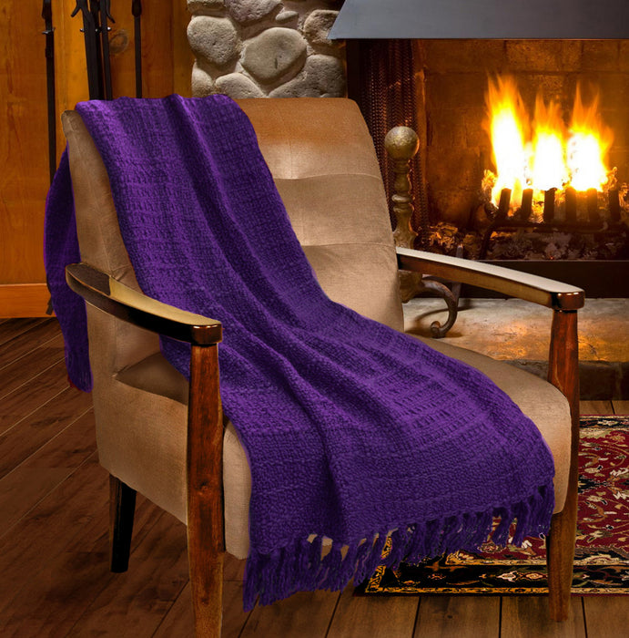 Chester Purple Home Knit Throw Blanket - 50x60