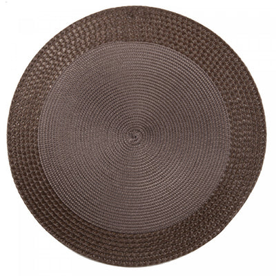 Vinyl Round Placemat with Chocolate Border - Set of 12|Napperon rond en vinyle avec bordure de couleur chocolat - ensemble de 12