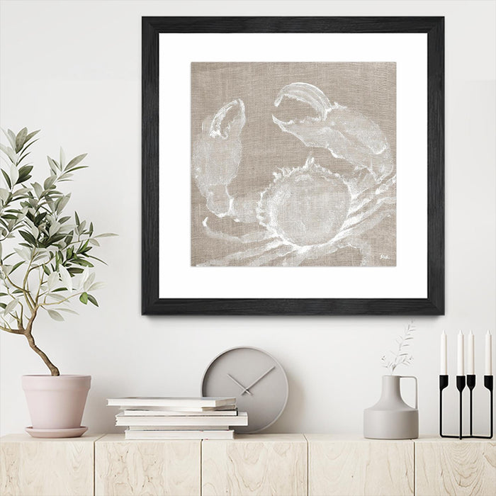 \"Neutral Surf Side I\" Matted and Framed Black 36x36 Wall Art