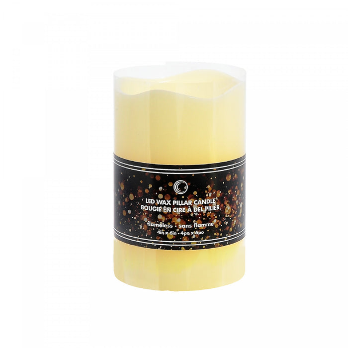 LED Wave Top Unscented Ivory Candle with Timer 4 x 6\" - Set of 2
