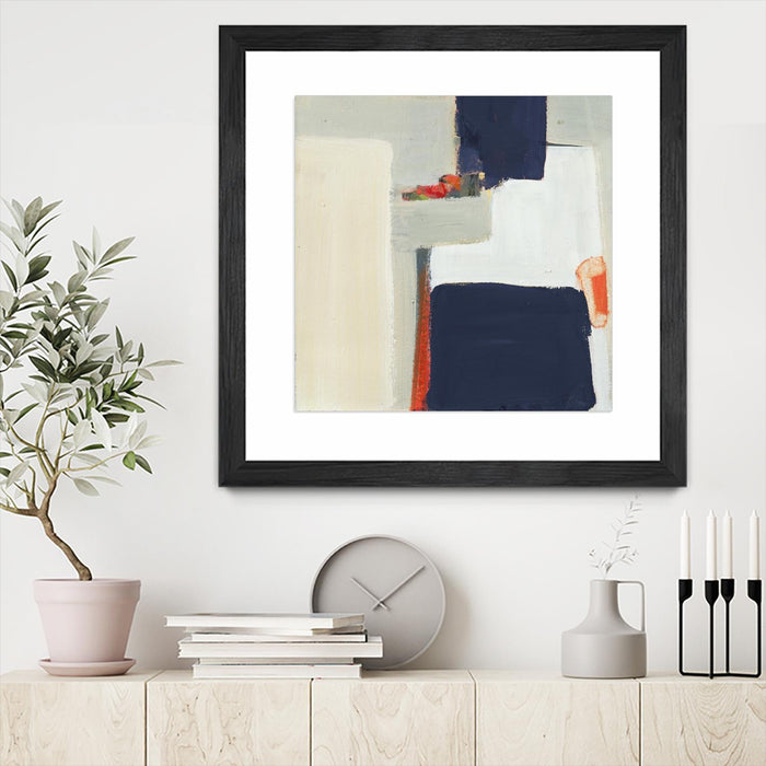 \"Bay Bridge V1\" Matted and Framed Black 30x30 Wall Art