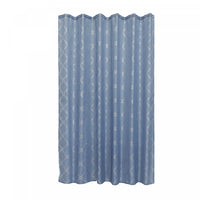 Polyester Silver Foil Trellis Printed Shower Curtain Blue