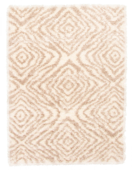 Agalia Abstract Ivory-Tan Shag - 5'3\" x 7'3\"
