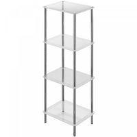 Benson 4-tier Chrome Rectangular Frosted Glass Stand Shelves