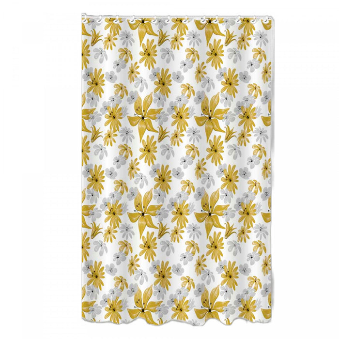 14pc Set Peva S. Curtain 12 Hooks and Bathmat Honey Mustard Shower Curtains