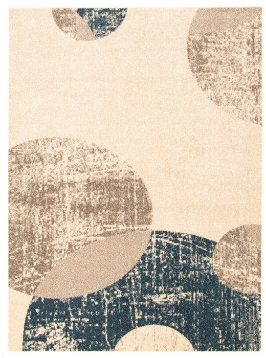 Ellegance Ivory / Blue 6'7\" x 9'6\" Area Rug