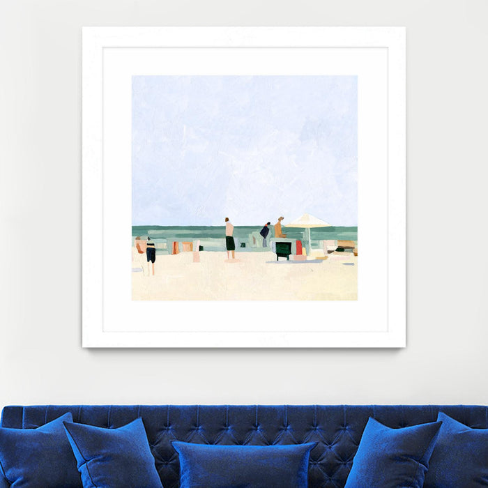 \"Family Vacation I\" Matted and Framed White 36x36 Wall Art