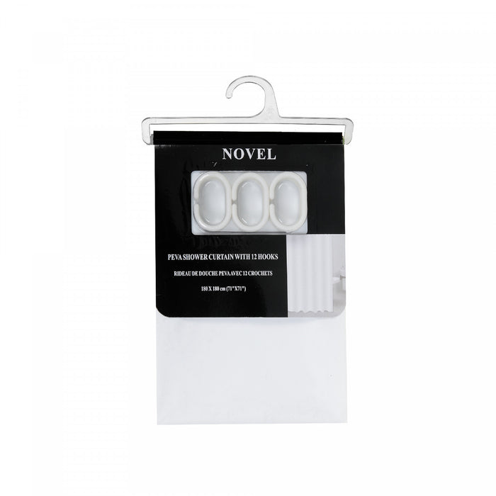 Peva Shower Curtain With 12 C Hooks 71x71 White