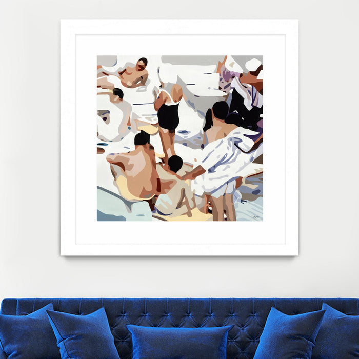 \"Tammy & Greg's Pool Party\" Matted and Framed White 30x30 Wall Art