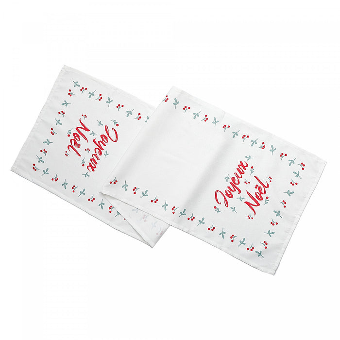 Holly Berries Border Table Runner Joyeux Noel