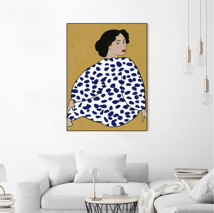 \"Happy Girl\" Canvas Framed Black 30x40 Wall Art
