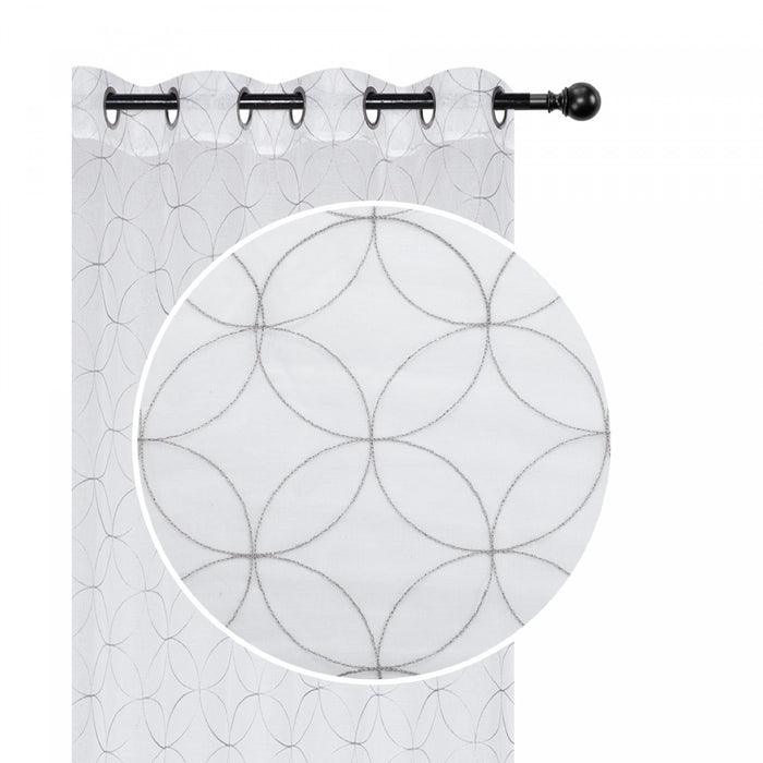 Lurex Embroidered Sheer Panel Curved Diamond Grey - Set of 2