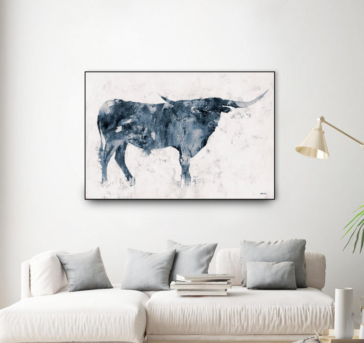 \"Longhorn V2\" Canvas Framed Black 36x24 Wall Art
