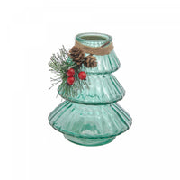 Christmas Tree Shaped Glass Vase with Pine Vases