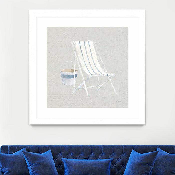 \"Serene Seaside Iii Tan\" Matted and Framed White 30x30 Wall Art