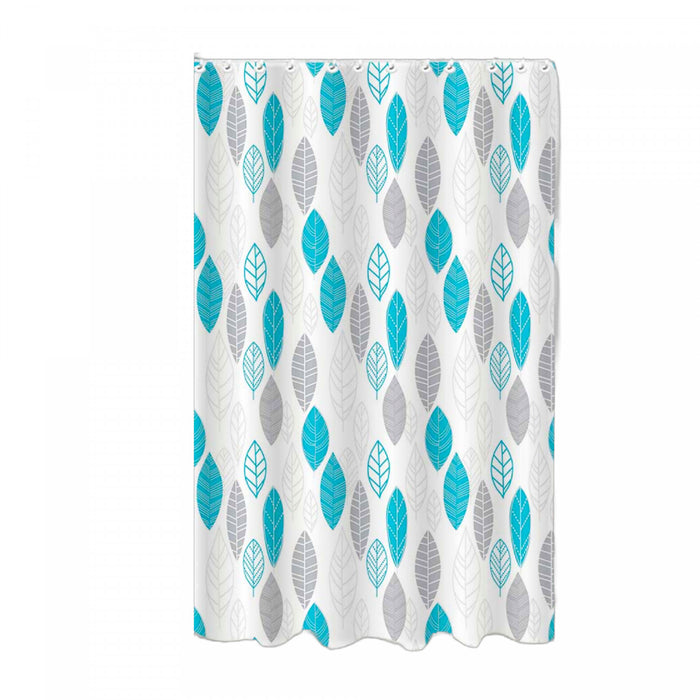 14pc Set Peva S. Curtain 12 Hooks and Bathmat Leaves Shower Curtains