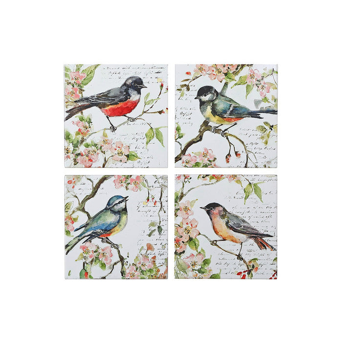 8\" Square Ceramic Trivet Spring Bird - Set of 4 Coaster