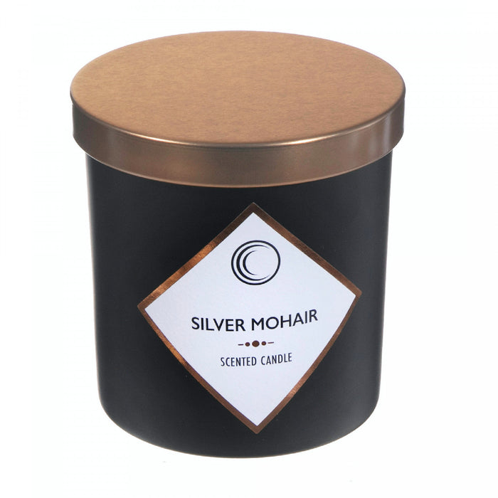 7oz Matte Black Scented Candle with Lid Silver Mohair - Set of 2