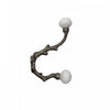 Iron French Hook with Ceramic Ivory Knob Antique Brass - Set of 4 Hooks