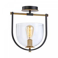 Cheshire Black & Brass 1-Light Semi-Flush Mount