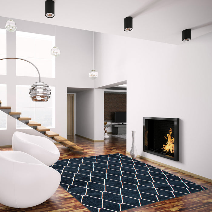 August Navy-White Area Rug - 5'3\" x 7'3\"