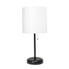 Limelights Black Stick Lamp with Usb Charging Port And Fabric Shade, White  Table Lamp