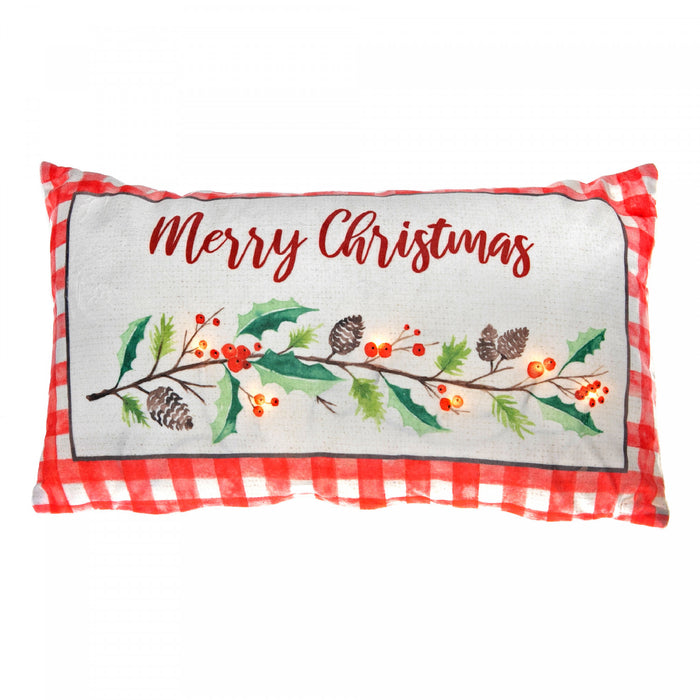 LED Velvet Cushion Merry Christmas 12 x 20 - Set of 2 Cushions