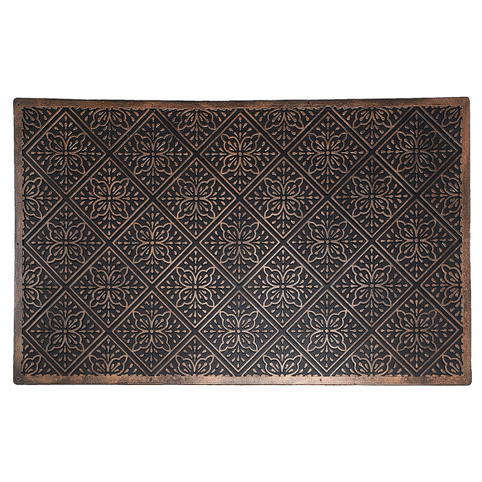 Rubber Tiled Floral Floormat
