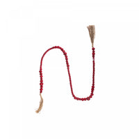 Wood Red Beaded Garland with Tassels